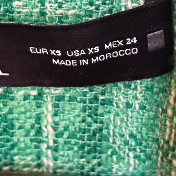 Zara Green Tweed Overshirt / Jacket - Size XS (Like New) - Picture 3 of 4
